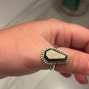 Silver and Gray Geometric Ring